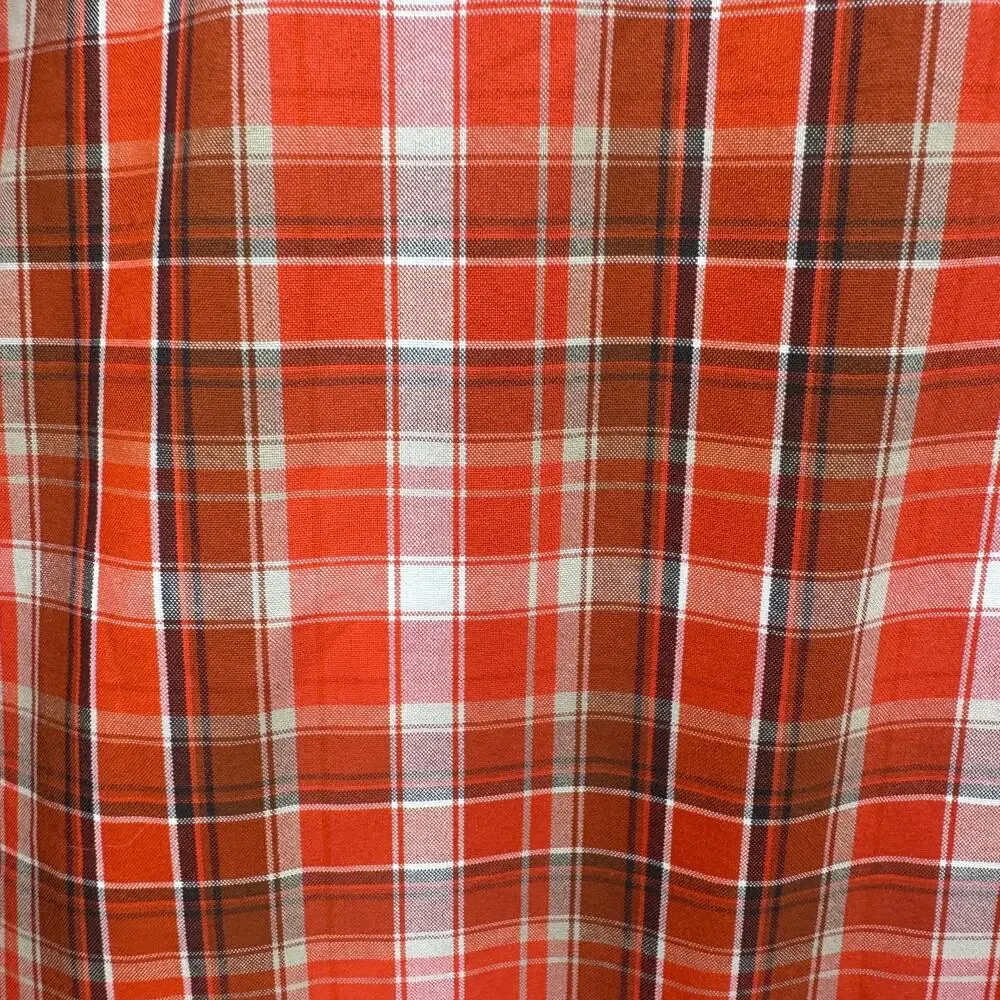 The North Face Shirt Mens Large Pine Knot‎ Orange Plaid Button Up Nylon Blend